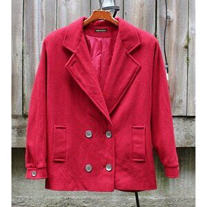 Vintage 1970s - I Magnin Label - Double Breasted, Dolman Sleeve Wool Car Coat L